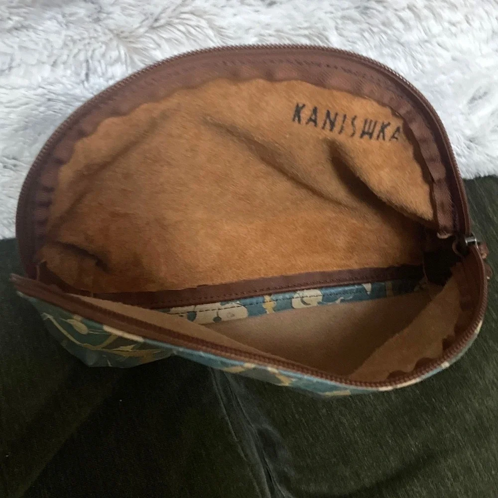 Kanishka Tashkent Leather Girih Geometric Pouch Cosmic Clutch Teal Sage Boho
